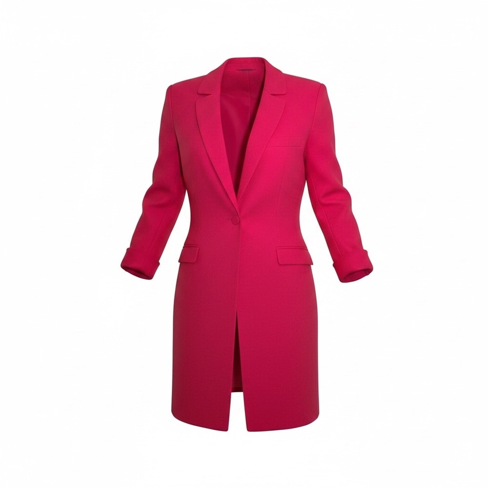 Christian Dior Coat Women Size 6 Pink Wool Silk Longline Blazer Jacket